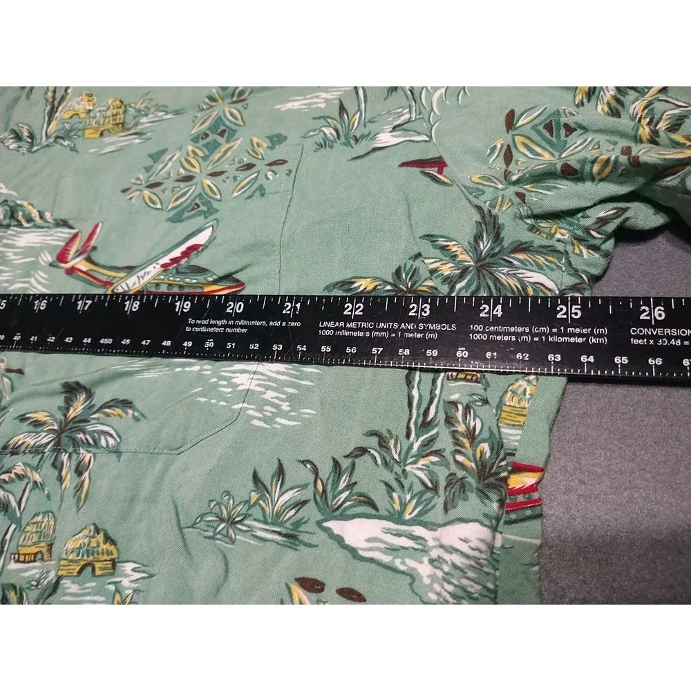 Joe Kealuha's The Genuine Hawaiian‎ Shirt Men XL Green Tropical Planes Island